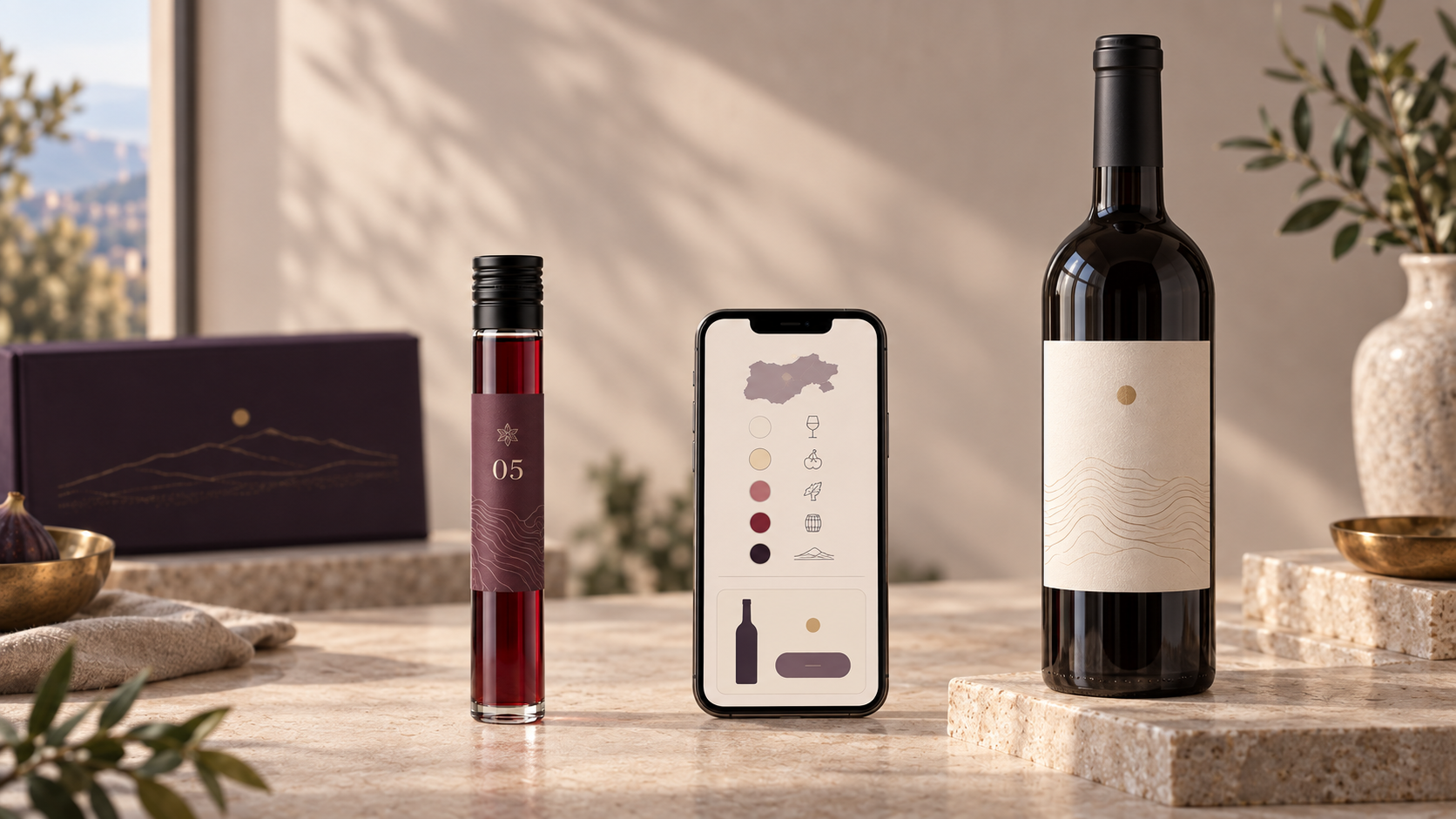 Wine tube, browser guide and separately available full wine bottle